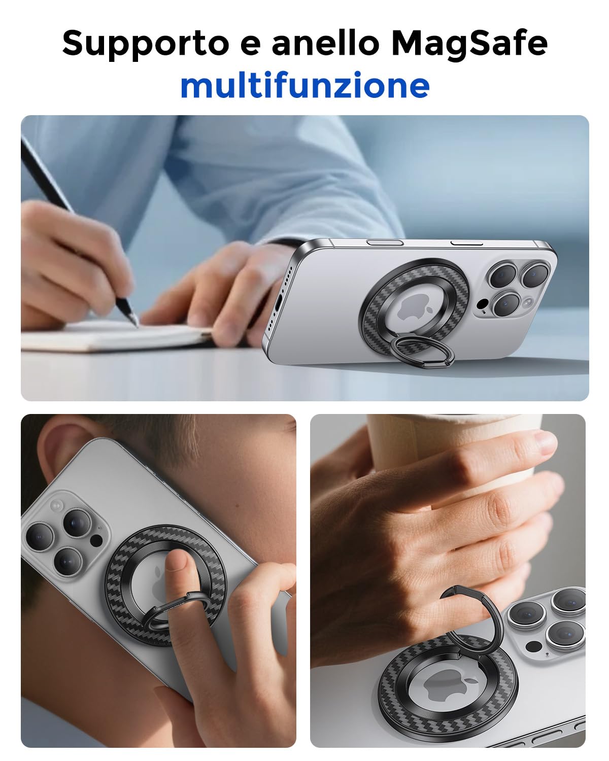 Syncwire Supporto Magnetico In Silicone Con Ventosa – Anello Porta Cellulare Per MagSafe, Bianco, Per Selfie E Video In Auto!