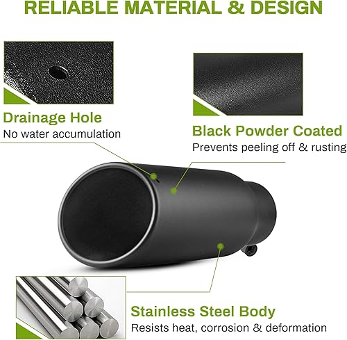 Miniatura 3 de AUTOSAVER88 Punta de escape de 3 pulgadas, entrada de 3 pulgadas, salida de 4 pulgadas, longitud total de 12 pulgadas, punta de escape de acero