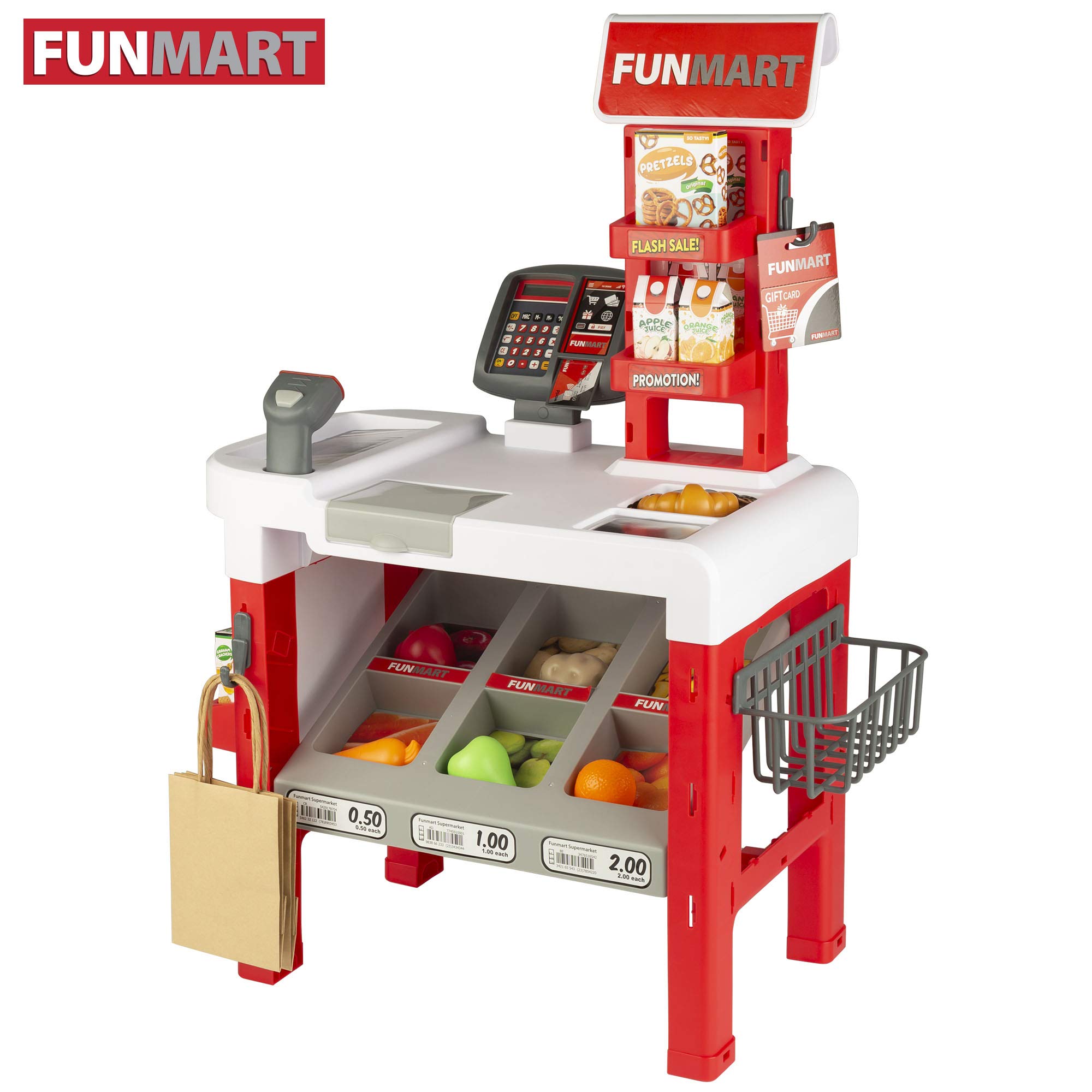 ColorBaby Supermercado Juguete, Juguete Infantil supermercado, Supermercado con luz y Sonidos, Incluye 47 Piezas, Supermercado Infantil con Alimentos, Funville, +3 años