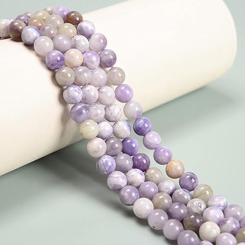 JM Design Natural Multi Color Lavanda Jade Liso Redondo Granos Tamaño 0.394 in 15.5" Hebra para la fabricación de joyas