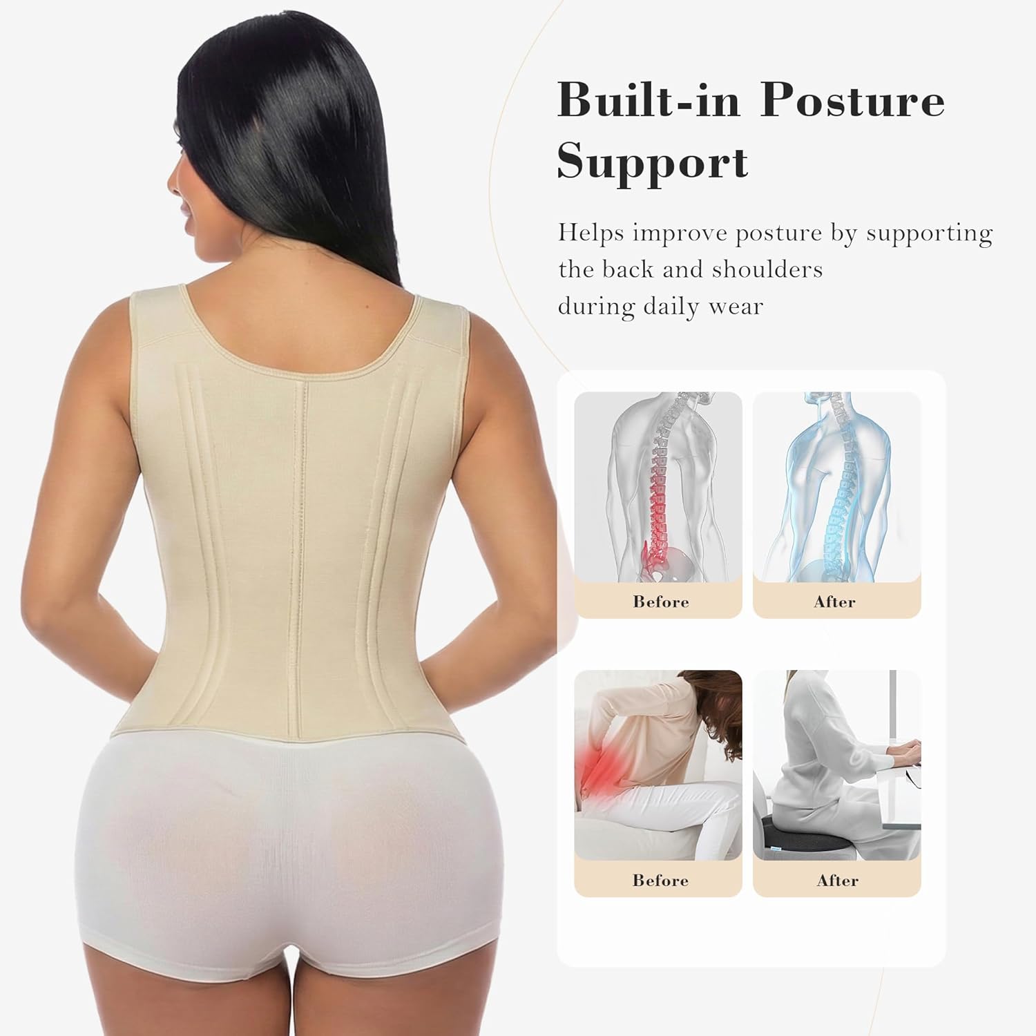 YIANNA Waist Trainer for Women Tummy Control Hourglass Corset Waist Cincher Vest Sport Girdle Faja Body Shaper - Image 5