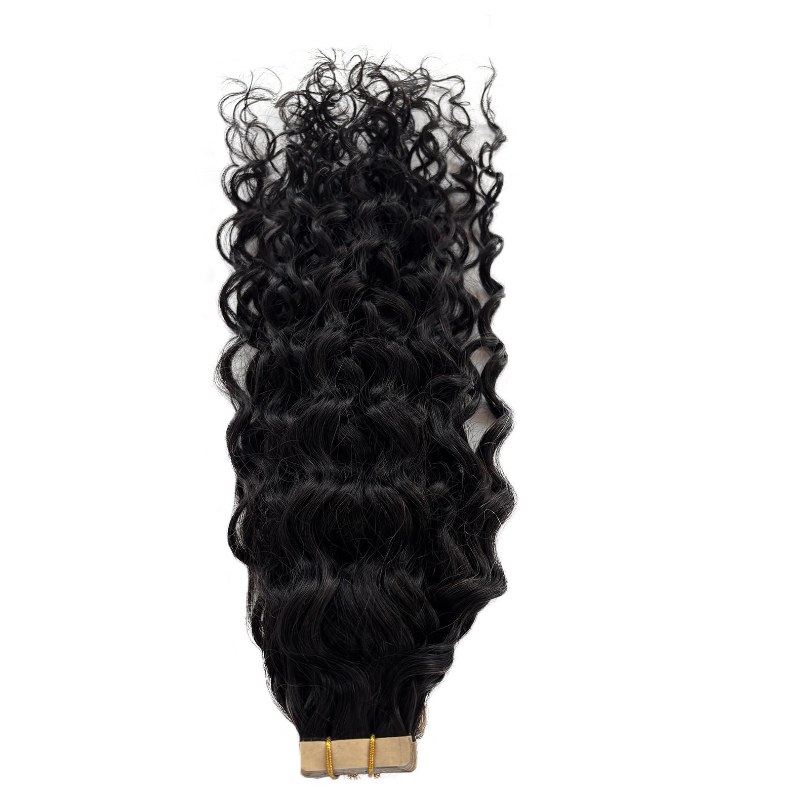 Invisible Tape in Hair Extensions Human Hair 24 Inch Water Wave Natural Black Tape in Extensions Human Hair 50grams 20pcs Full Head Curly Real Hair