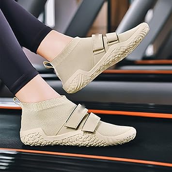 Deadlift - Zapatos descalzos con absorción de golpes, de goma de nailon, para levantamiento de pesas, para entrenamiento de lucha libre y sentadillas, color beige, talla 432