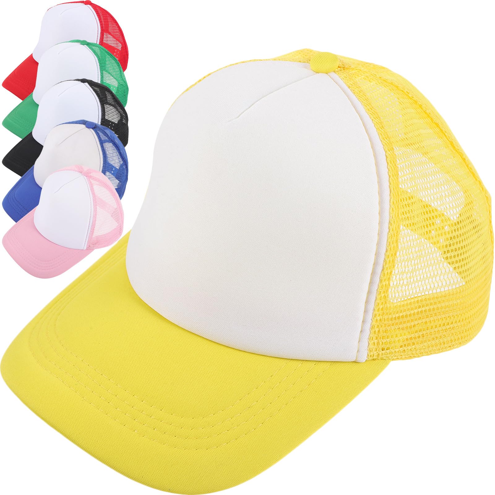 Healvian 6 Cappellini da Baseball Sublimazione Vuoti in Poliestere Rete Traspirante, Cappelli DIY per Trasferimento Termico all’Aperto