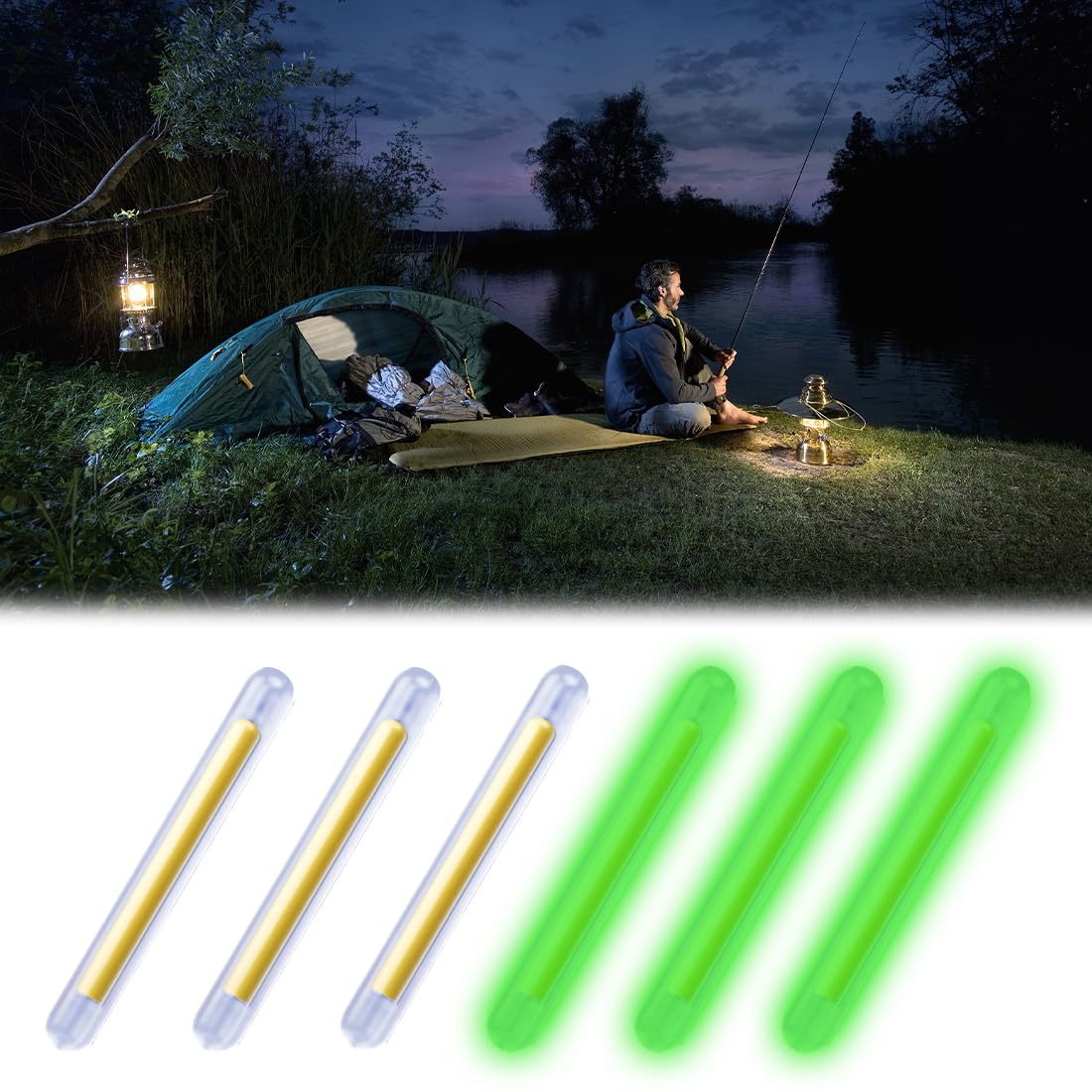 Lumière de pêche de Nuit, Bâtons Lumineux pour Canne à Pêche, Starlight Peche, Glow Stick Pêche de Nuit, Lumières De Bobber De Pêche Vert Fluorescent Lumière, pour Pêche De Nuit (50 pièces)