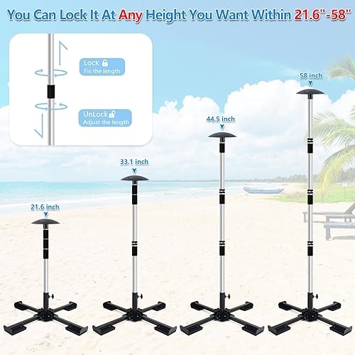 Miniatura 2 de Paquete de 2 postes de soporte para cubierta de barco, postes de aluminio ajustables de 16 a 58 pulgadas, sistema de soporte telescópico de cubierta