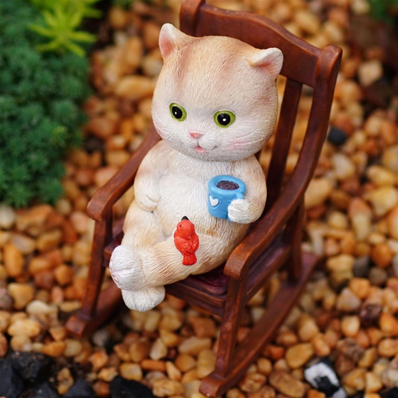 Figurka Kota Z Żywicy, Relaksująca Rzeźba Kociaka, Miniaturowa Figurka Do Ogrodu, Dekoracja Domu Lub Prezent Dla Miłośników Kotów