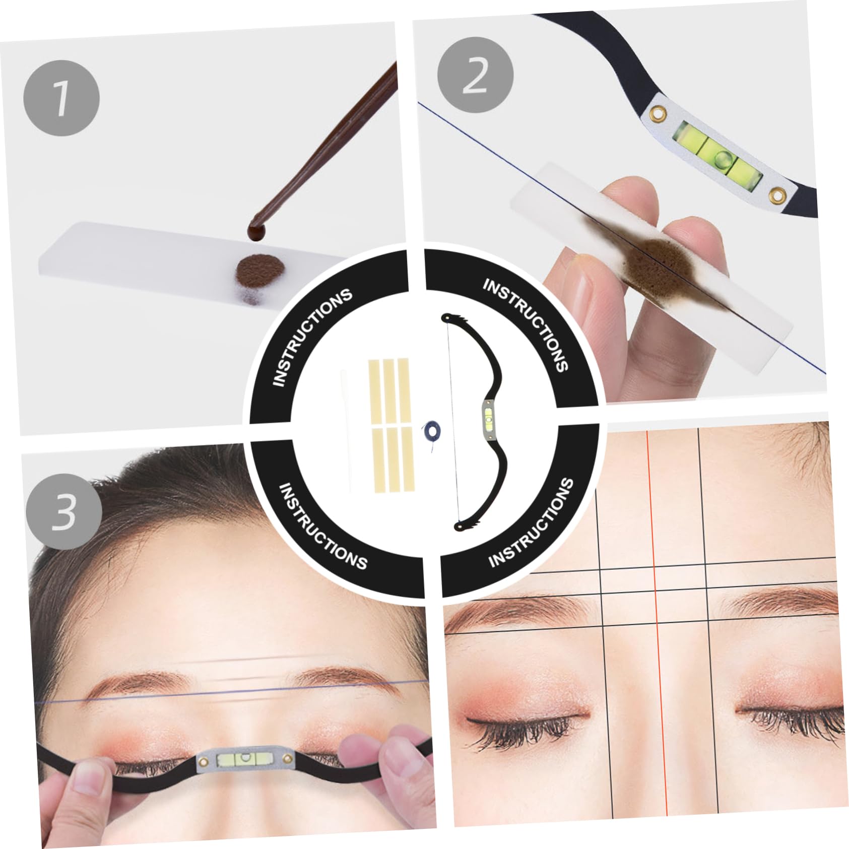 Healvian 2pezzi Kit Per Modellare Sopracciglia Con Righello Di Posizionamento e Strumento Di Misurazione Per Cosmetici e Disegno Sopraccigliare Accessorio Preciso Per Sopracciglia