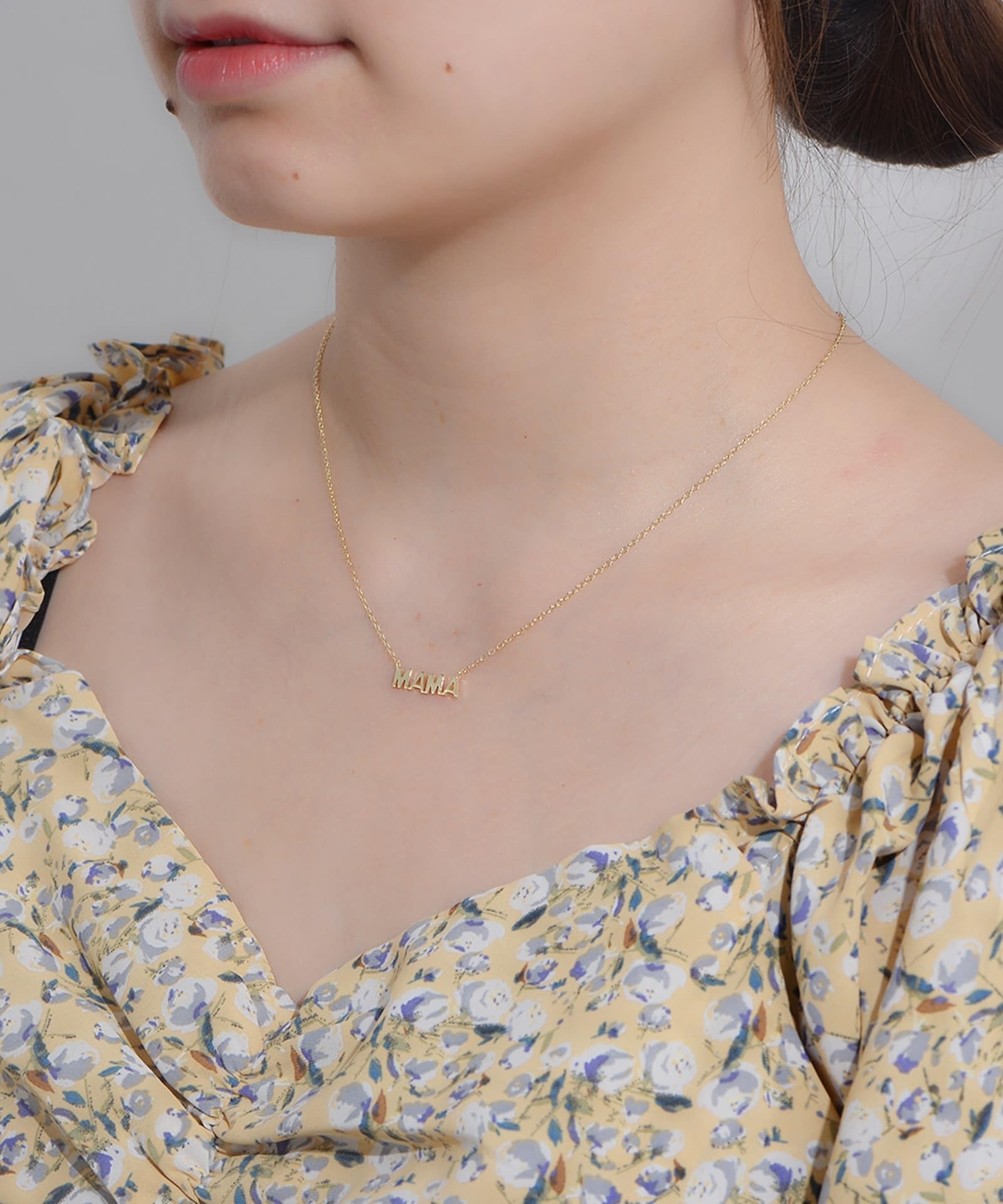 Łańcuszek damski z żółtego złota 9K/14K/18K, modna biżuteria, wisiorek damski łańcuszek z literami MAMA, Au375/ 585/750 złoty damski naszyjnik, prezent, 40 + 5