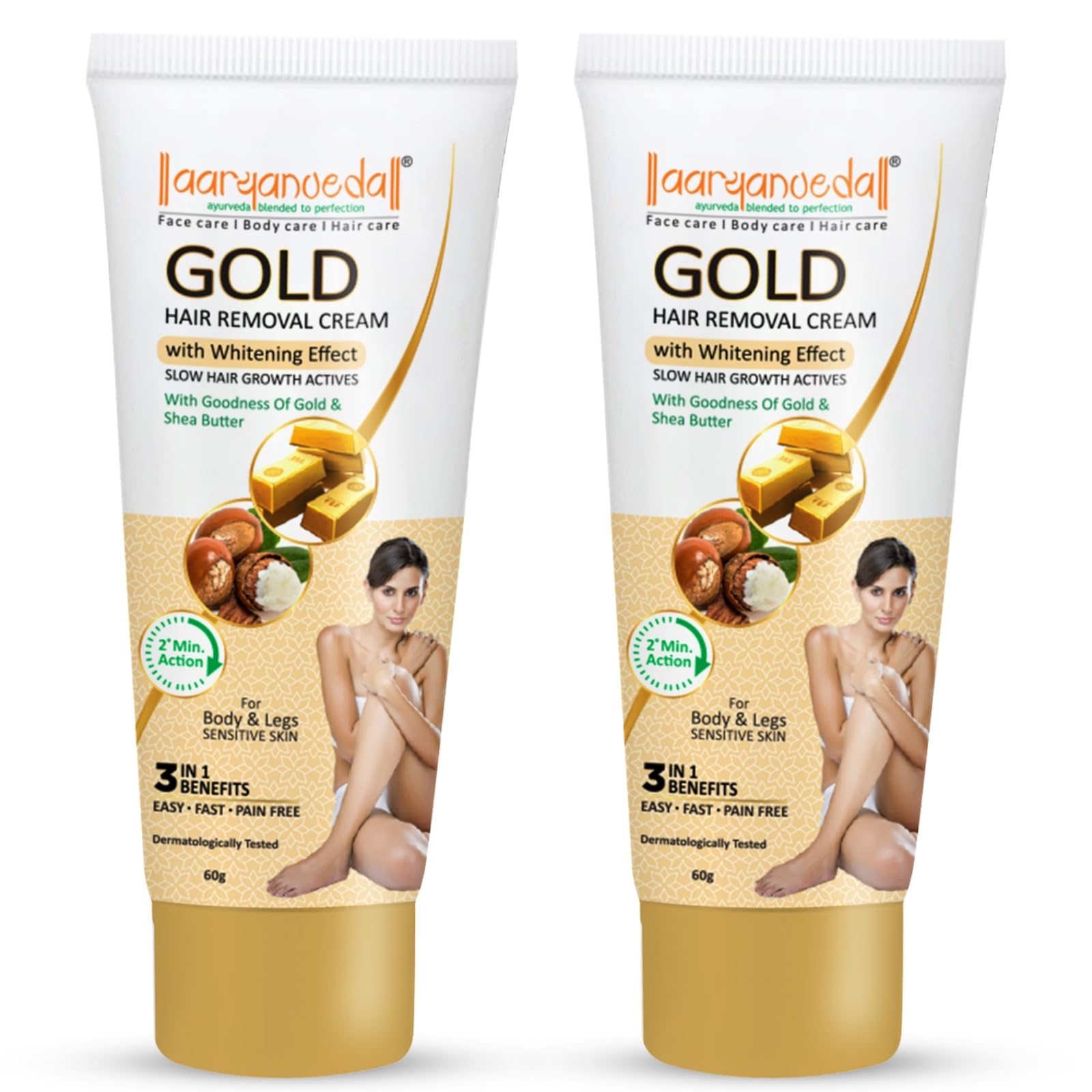 Aryanveda Gold Hair Removal Cream With Brightening Effect & Slow Hair Growth Actives - 60g (Pack of 2)-picture-44
