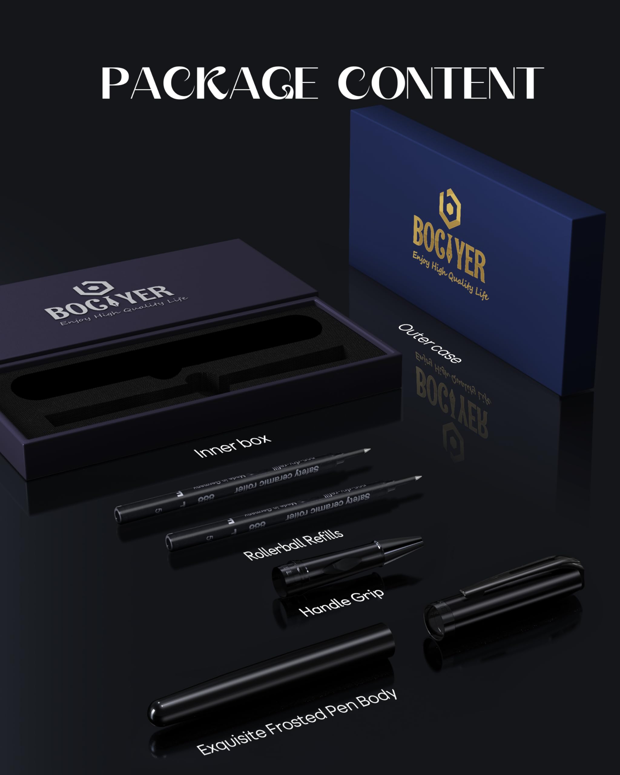 samurai Rollerball Liquid Ink Pen Set Luxury Executive Writing Pen for the Office Rollerball Pen Refillable Schmidt Refill — view 2