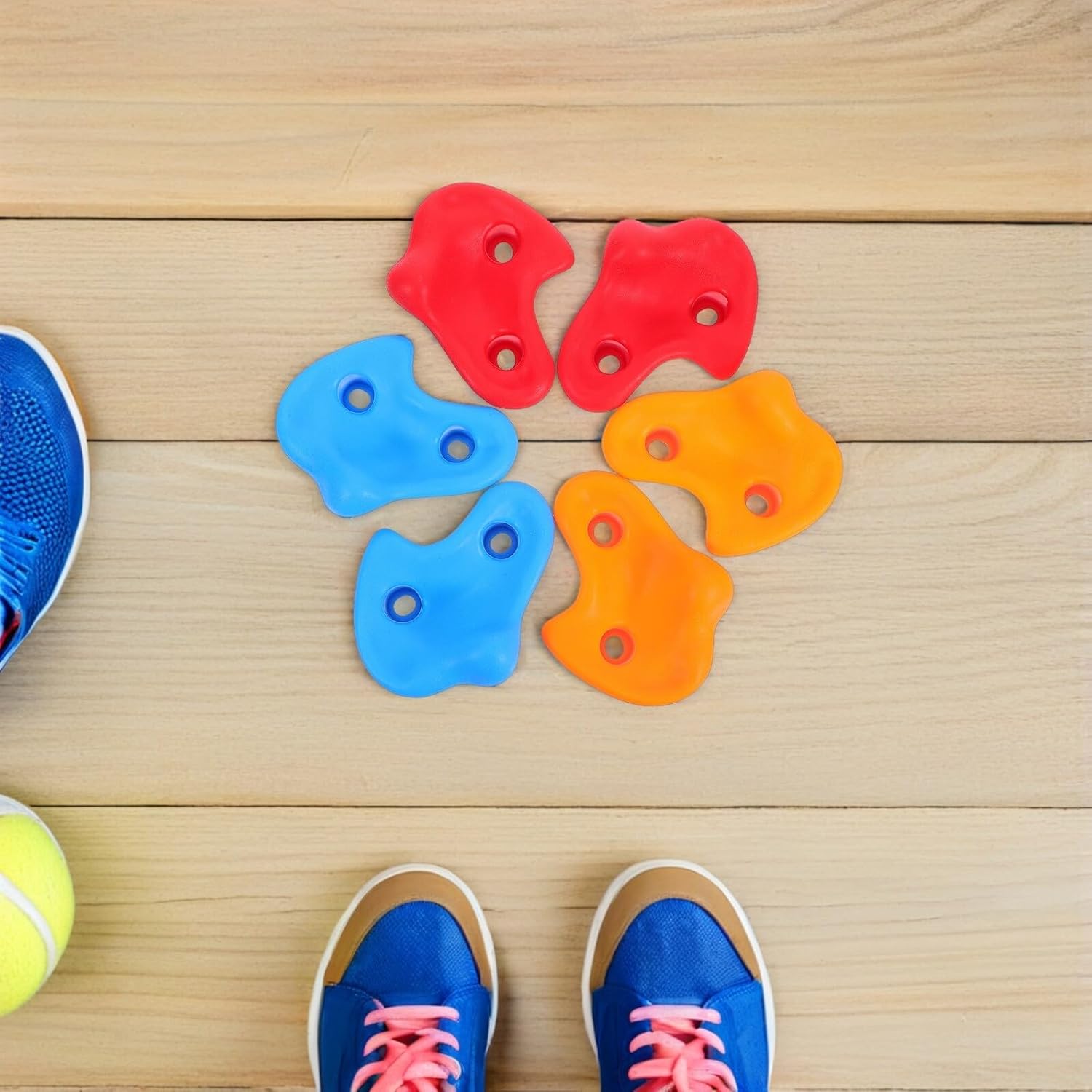 GALPADA 6pcs Climbing Rocks Set with Outdoor and Indoor Playground Holds, Multi-use Thickened Wall Climbing Grips and Adults, Blue Red Orange Playset Attachments