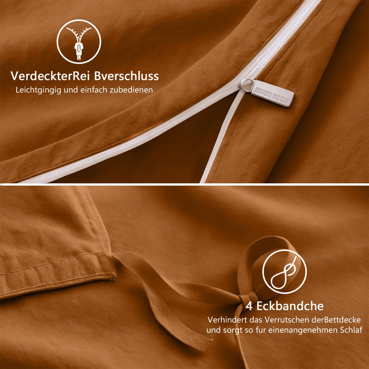 Lanqinglv Bettwäsche 135x200 4Teilig Orange aus Mikrofaser für Allergiker