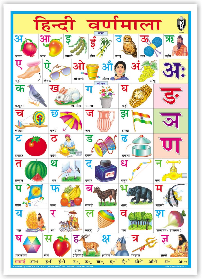 Buy Hindi Alphabet Chart (Ka Kha Ga) Swar Vyanjan (Size 70 X 100 Cms Chart Ka Meaning