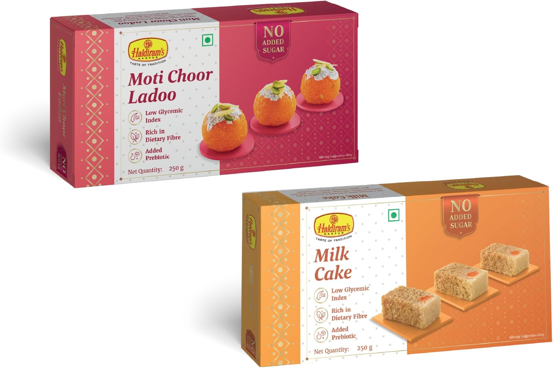 Haldiram's Nagpur Sugar Free Motichoor Laddu (250 gm),Sugar Free Milk Cake (250 gm)