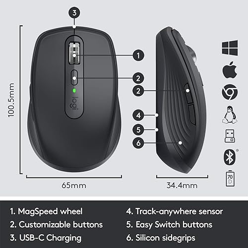 Miniatura 6 de Logitech MX Anywhere 3 - Mouse compacto de rendimiento, inalámbrico, cómodo, desplazamiento rápido, cualquier superficie, portátil, 4000 DPI,