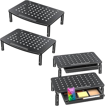 Zimilar 2 Pack Monitor Stands Risers, 3 Height Adjustable Monitor Riser 2 Pack Monitor Stand Riser with Drawer