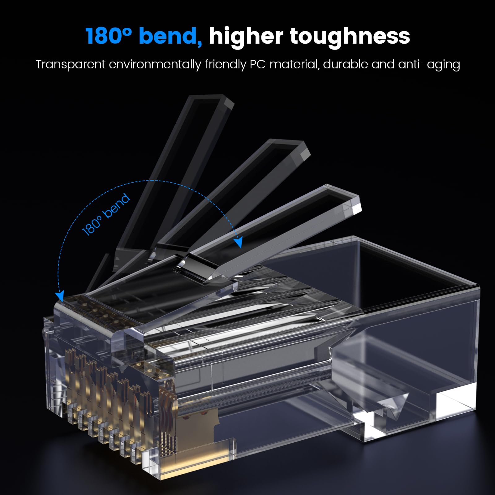 MOGOOD 10 Pezzi Connettori RJ45 Cat6 10Gbps, Contatti Placcati in Oro, Connettori a Crimpare Compatibili con Cavi Ethernet Cat6 e Cat5e