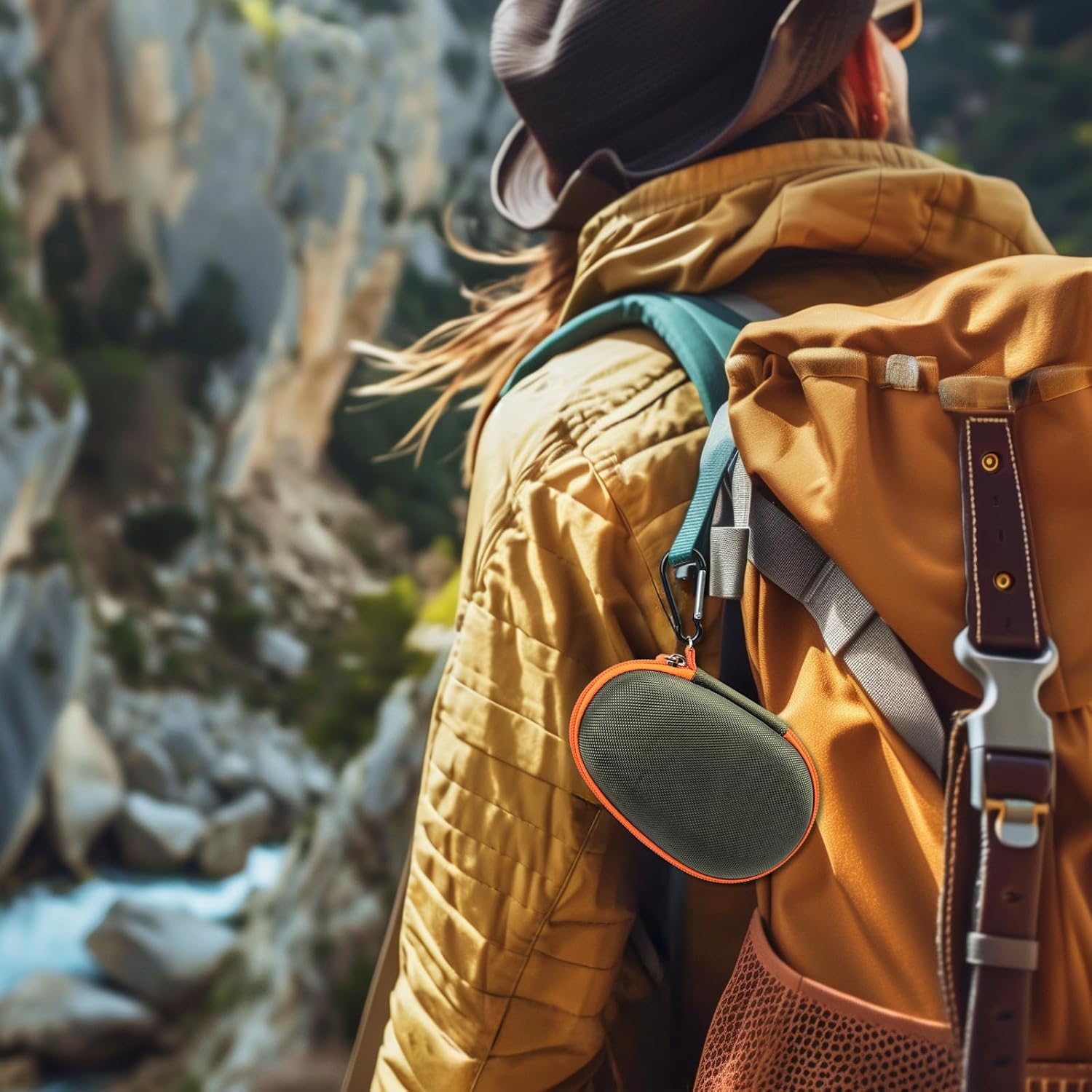 Protective Case Cover Bag for JBL Clip 5/4 Bluetooth Speaker, Portable Speakers Carrying Storage Organizer with Carabiner for Charger & Cable-Case Only (Green) - Image 6