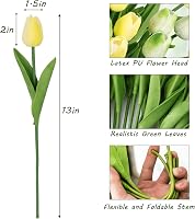 N&T NIETING Műtulipán Csokor 12 db Sárga Zöld Realisztikus Mű Virág Esküvő Lakásdekoráció Szülinap Anyák Napja 7