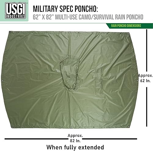 Vista 19 de USGI Industries Poncho de estilo militar Multi Uso Rip Stop Camuflaje Rain Poncho Marpat