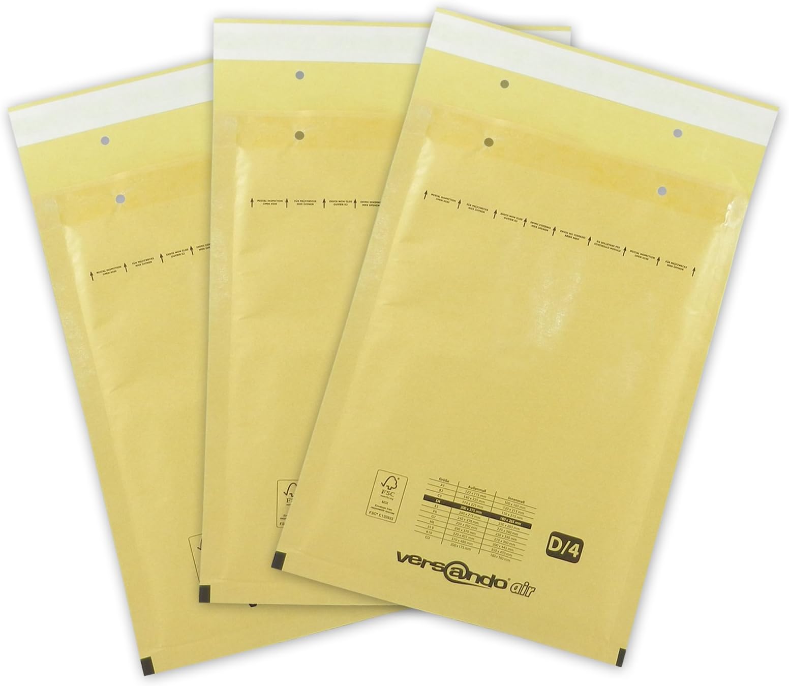 Versando LUPOWA 100 bubble lined padded envelopes 200 x 275mm Outside - braun / gold