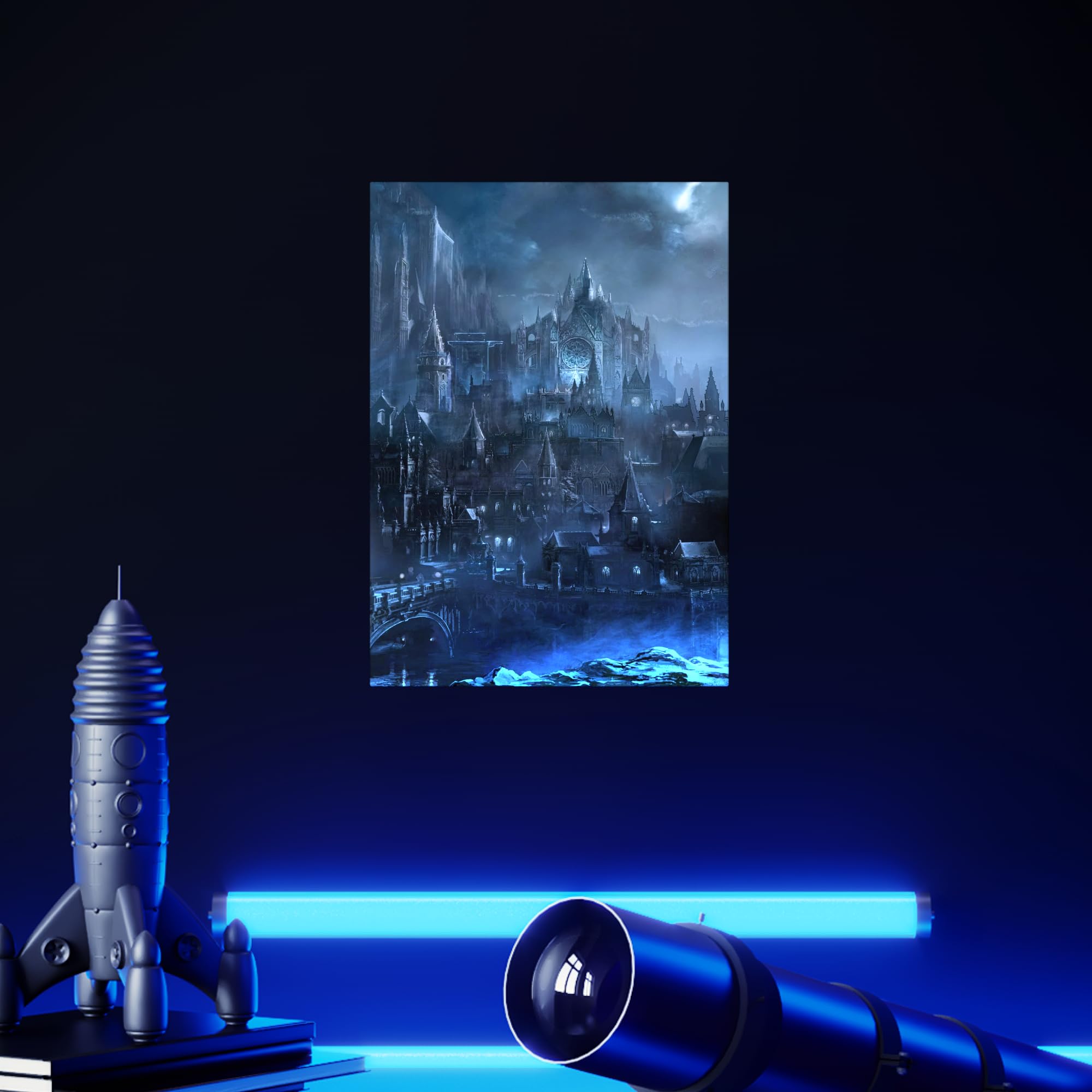 Displate Affiche Métallique Dark Souls - Lordran - Irithyll of Boreal Valley - Déco Maison Chambre - Cadeau - Decoration Murale Salon Metal Poster 32 cm x 45 cm