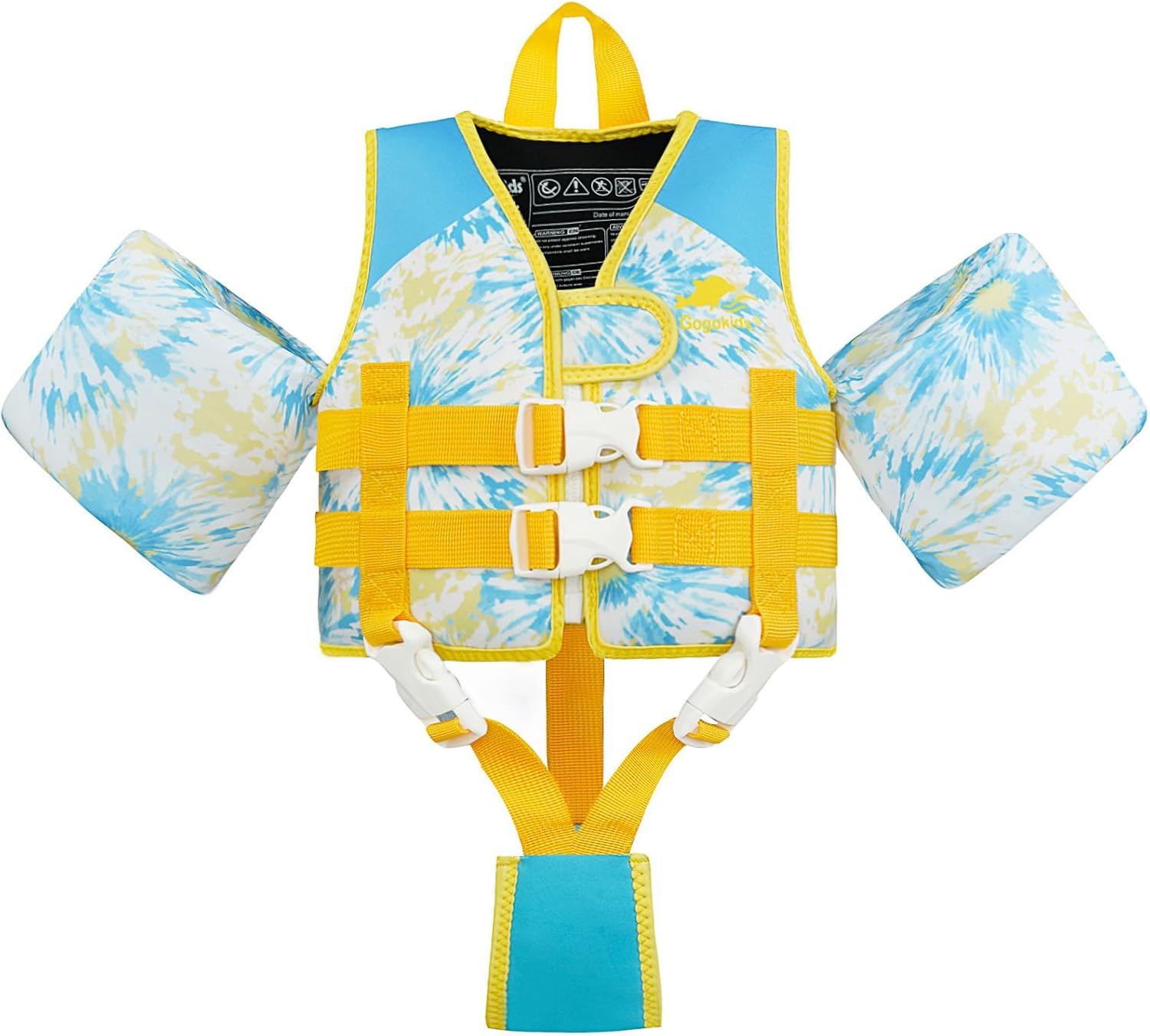 Gogokids Toddler Swim Vest for Kids 33-66 Pounds, Toddler Floaties Water Wing Arm Float, Swim Jacket with Adjustable Safety Strap for 2 3 4 5 6 Years Old Girls and Boys in Pool/Puddle