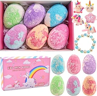 Bubble Bath Bombs for Kids Girls with Suprise Jewelry Toys Unicorn Gifts Inside, Natural Organic Bath Bomb Princess Easter Egg Valentines Christmas 3 4 5 6 7 Year Old Girl Toddler Birthday Gift