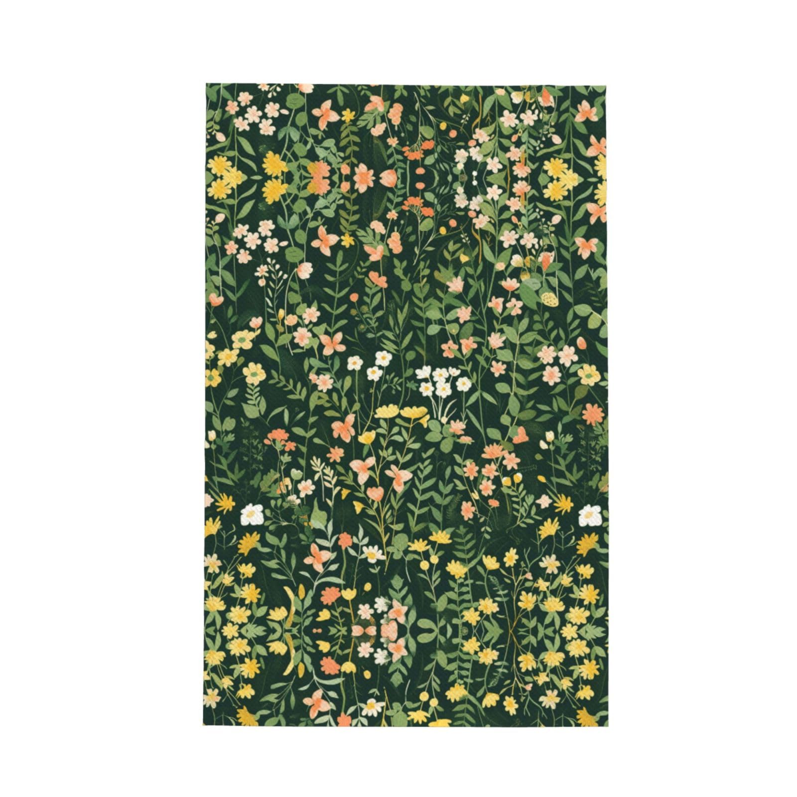 Xxahnbm Black Blush Yellow Dark Meadow Print Waffle Kitchen Towel,Absorbent Hand Towel