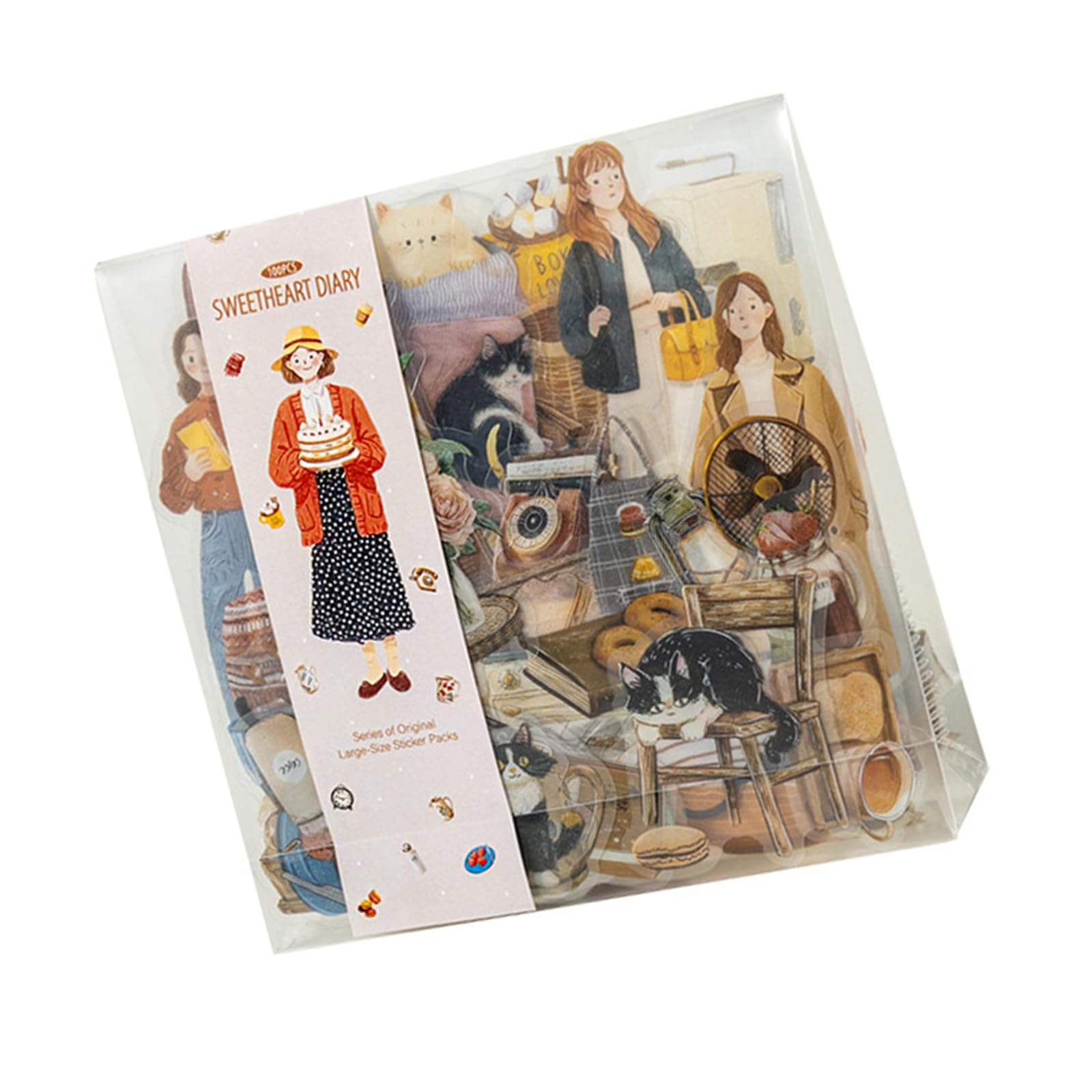 100 Sheets Aesthetic Girl Illustrations PET Sticker for Art Craft Notebook Journals Scrapbooking and Gift Wrapping Aesthetic Planner Transfers