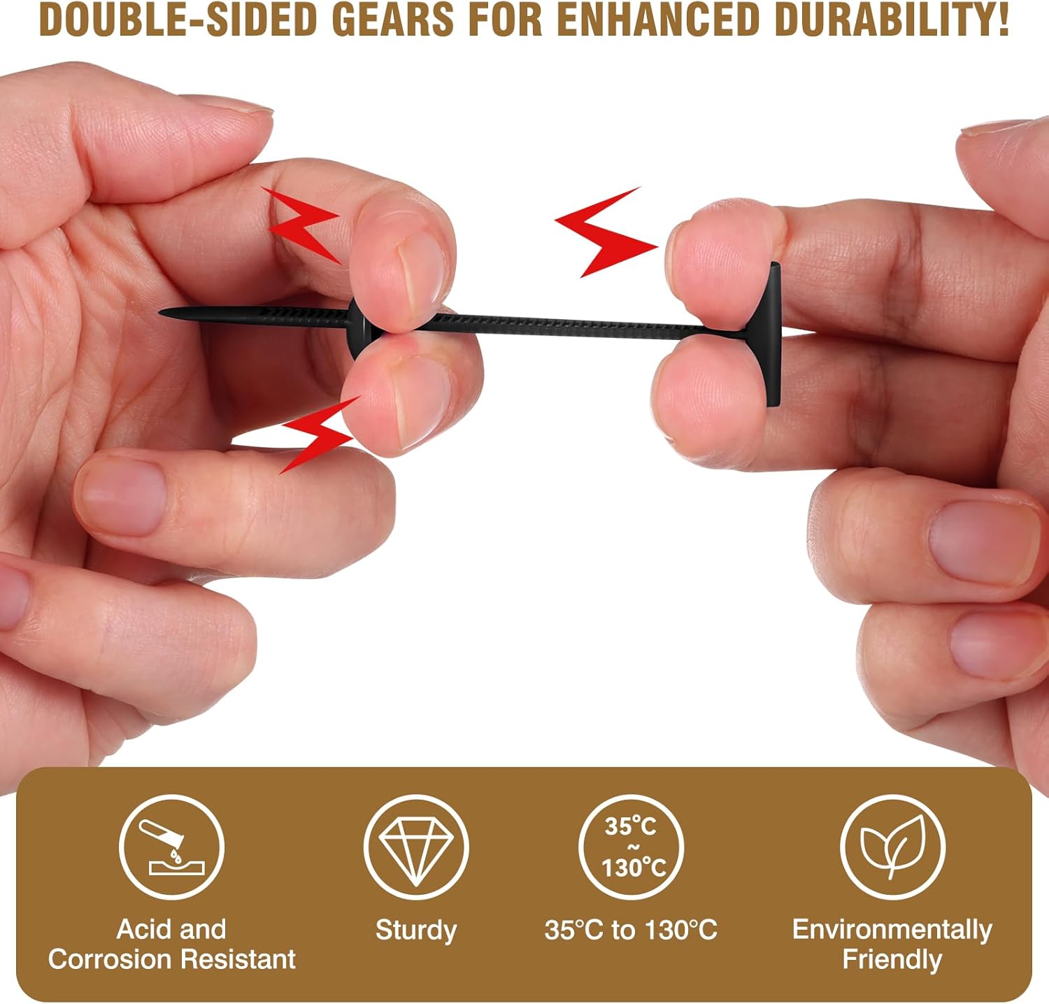 Upgrade Nylon Universal Cable Tie Buckle 50pcs, Heavy Duty Nylon Fastening Clips Cable Ties Zip Ties Rivets for Car Fender Trunk, Double-Side Self-Locking Bumper Clips with Pin & Button
