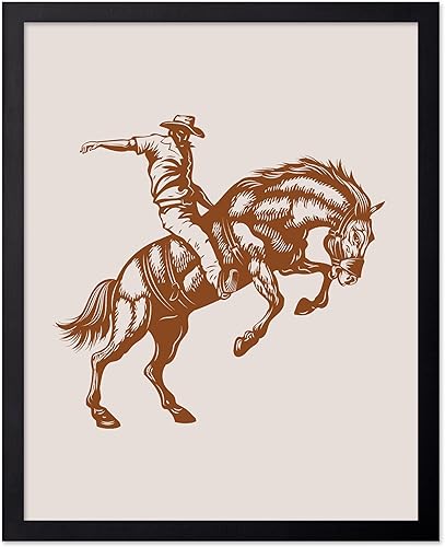 Miniatura 93 de Poster Master Póster de Rodeo marrón – Estampado retro de vaquero sobre caballo – Arte de vaquero – Arte occidental – Arte del salvaje oeste –