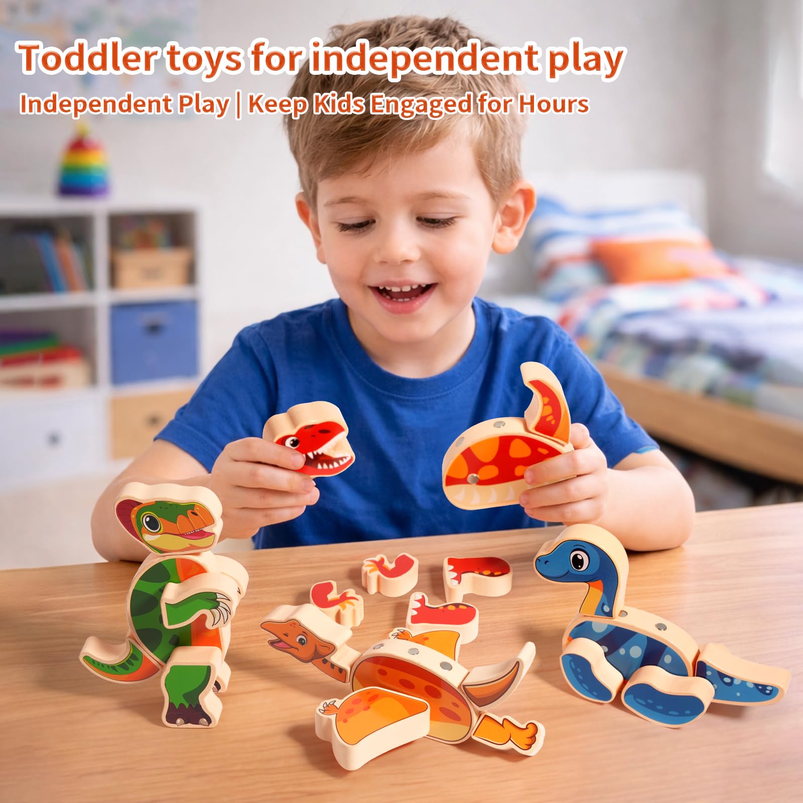 INIFEIDALA Magnetic Dinosaur Building Blocks -3