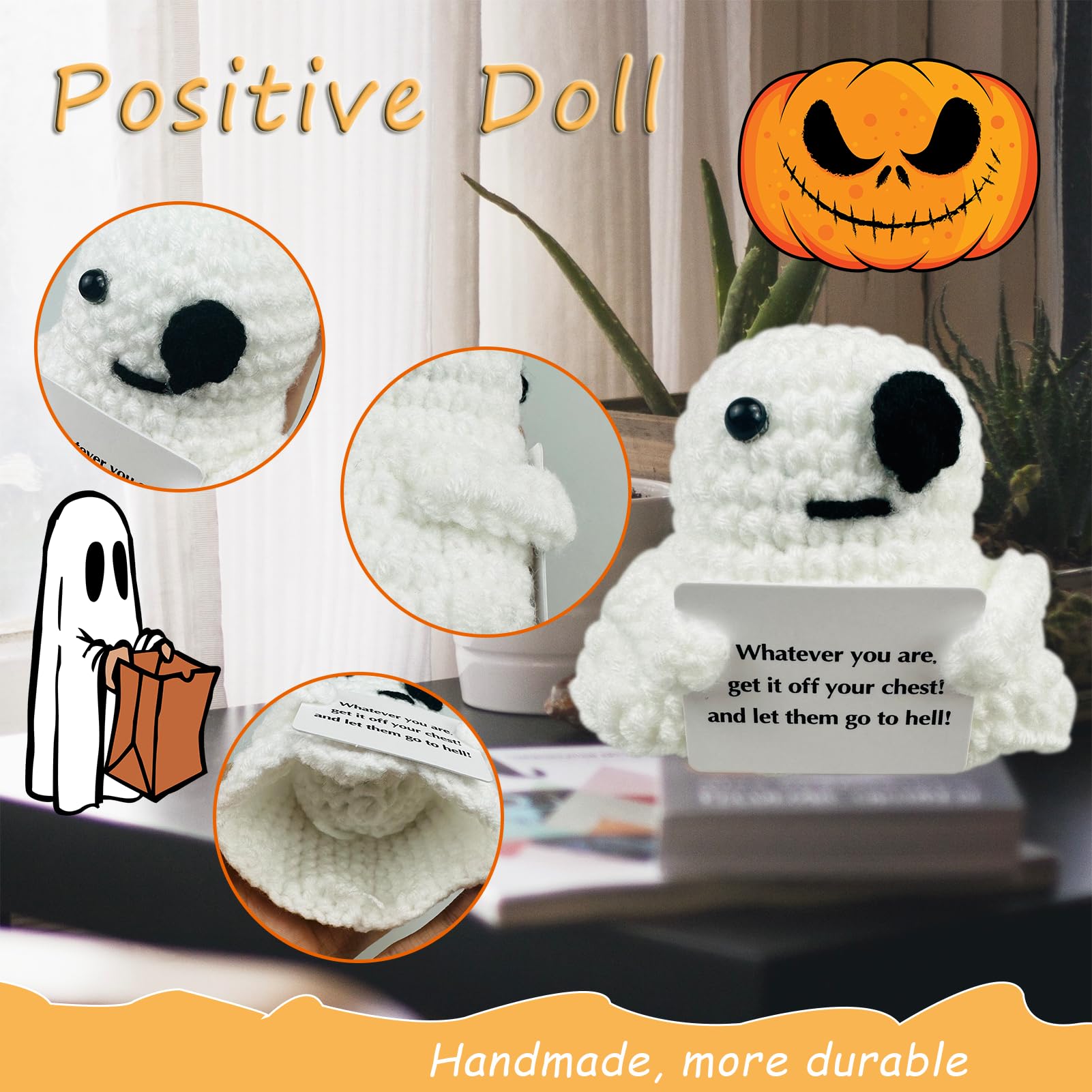 Emotional Support Cat Gift Funny Positive Crochet Cat With Card Positive Gifts | UK