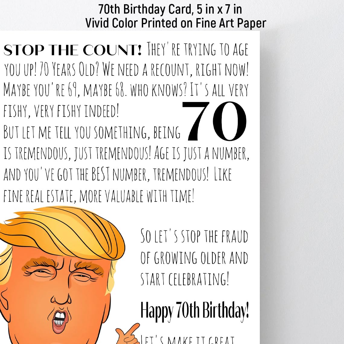 GIFTSFARM Funny 70th Birthday Card, 70 Birthday Card for Women Men (5 x 7 Inch Birthday Card with Kraft Envelope)