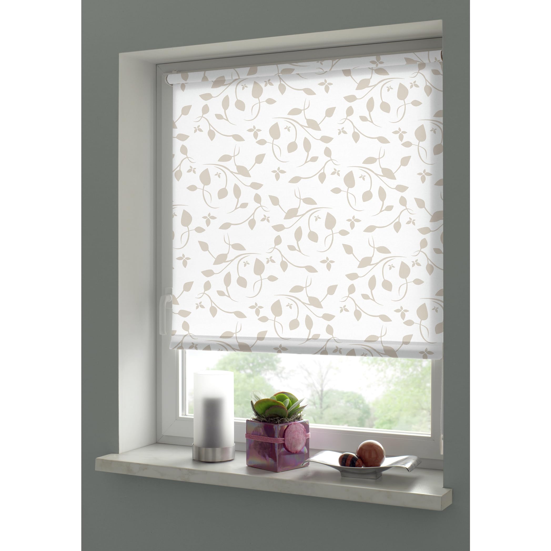 Gardinia Easyfix Tenda a Rullo con Morsetto di Fissaggio o Adesiva, Tessuto, Bianco/Naturale, 120x150