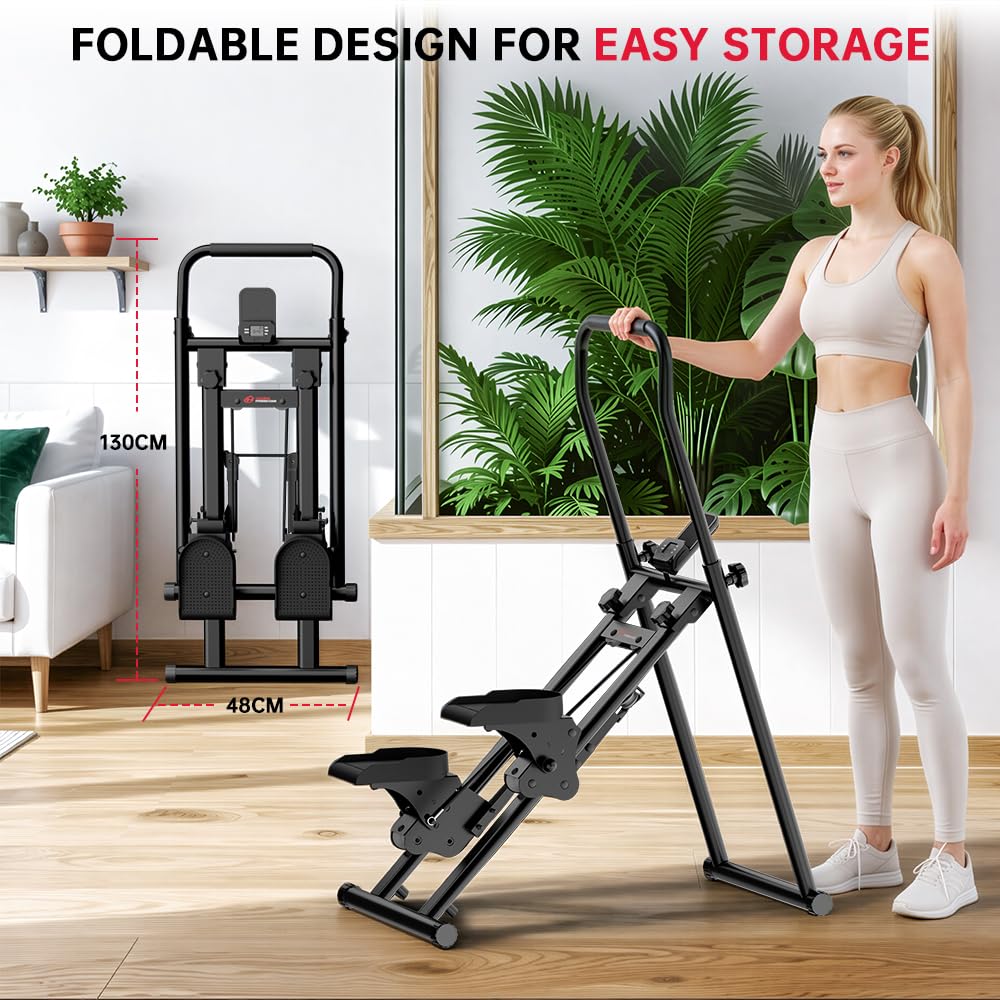 Scaletta macchina per palestra domestica, scalatore verticale pieghevole con regolazione in altezza a 3 livelli, portata 150 kg, display LCD, funzionamento silenzioso