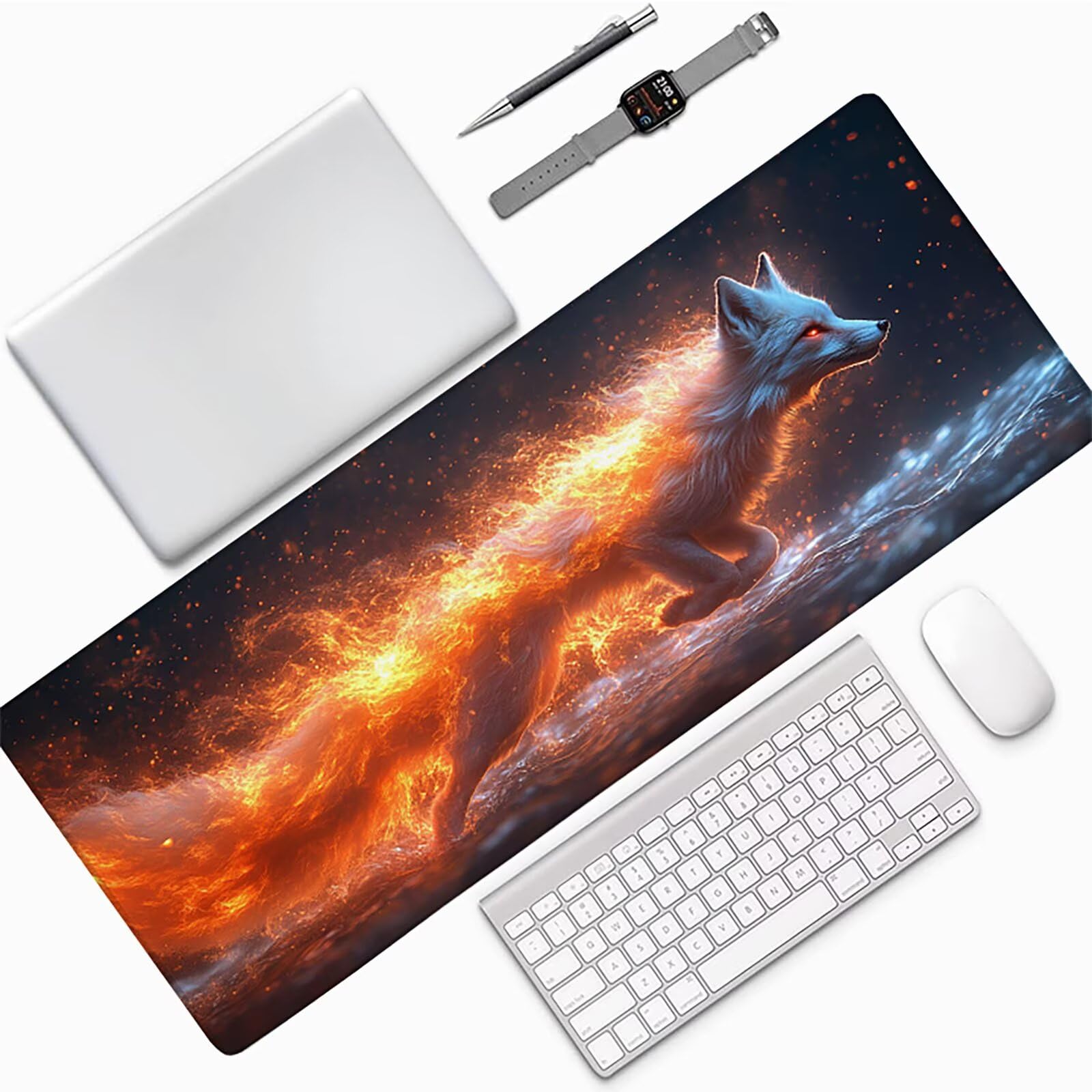 Podkładka pod mysz Biurko Czerwona Podkładka Pod Mysz XXL 1600x800x3mm, Podkładka Pod Myszkę Gamingową Lis, Poprawia Dokładność I Prędkość, Wodoodporna Mata Na Biurko Dla Graczy Akcesoria Do Komputera