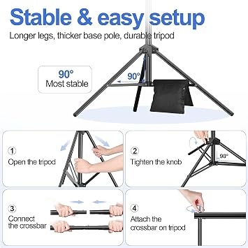 EMART Backdrop Stand, 20x7ft(WxH) Large Adjustable Background Support System with 308 Angle Rotatable Connector, 8 Clamps, 3 Sandbags and Carry Bag for Parties, Wedding, Photography Studio