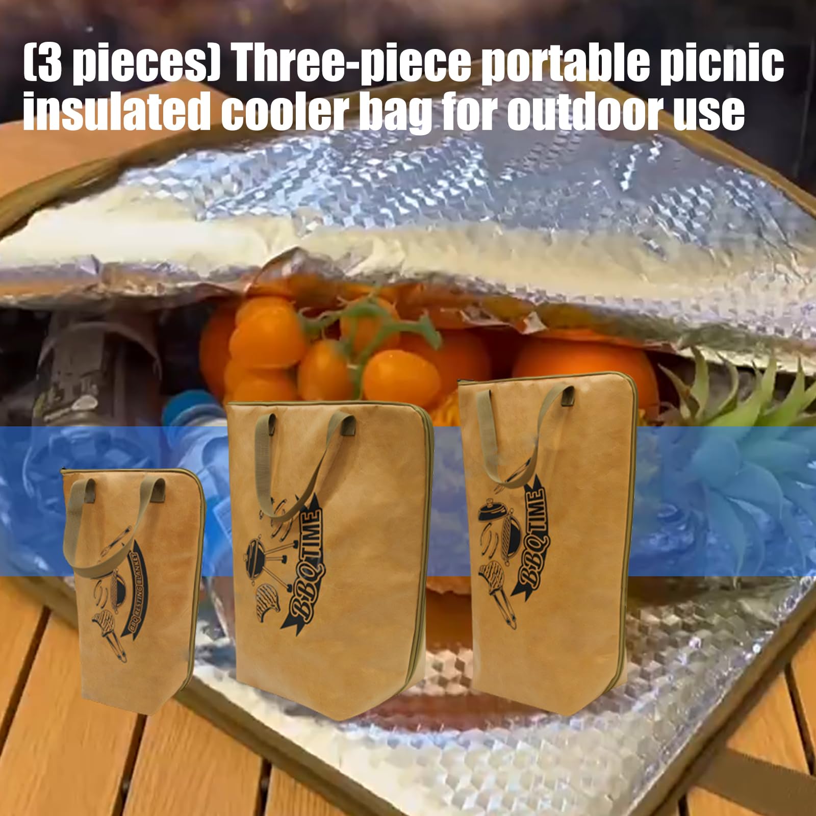 3 Stück auslaufsichere, isolierte Essensbeutel Designs für Essen im Freien und Pendeln, Reise-Lebensmittelbehälter