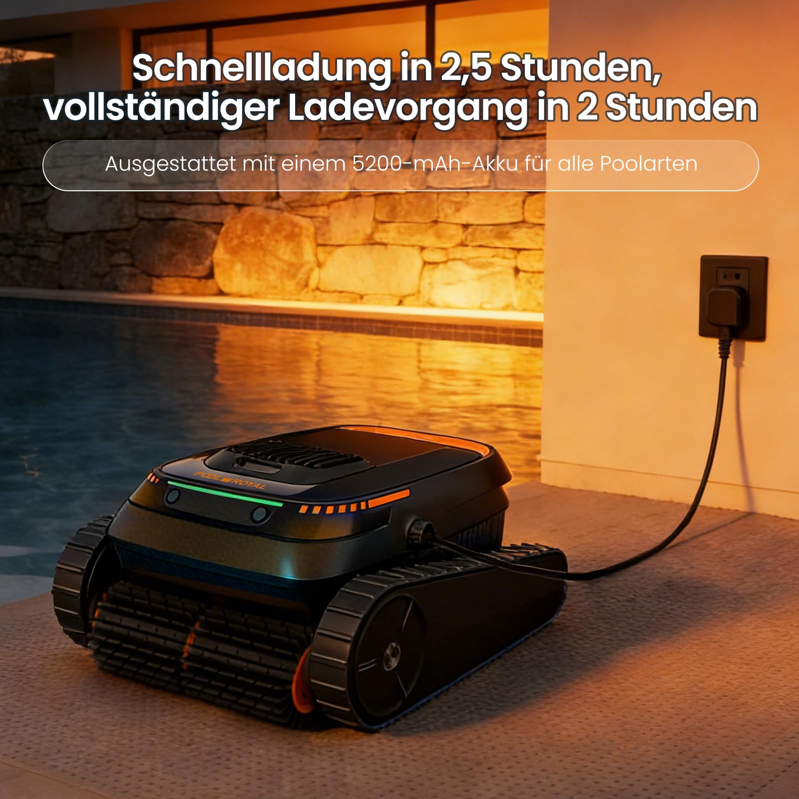 Pool-Royal Poolroboter PR10 Limited Design Edition Akku, Model 2026, Poolsauger, Autoparken und Wandklettern 3 Motoren 120 Minuten Batterielaufzeit für Schwimmbecken Boden, Wand, Wasserlinie