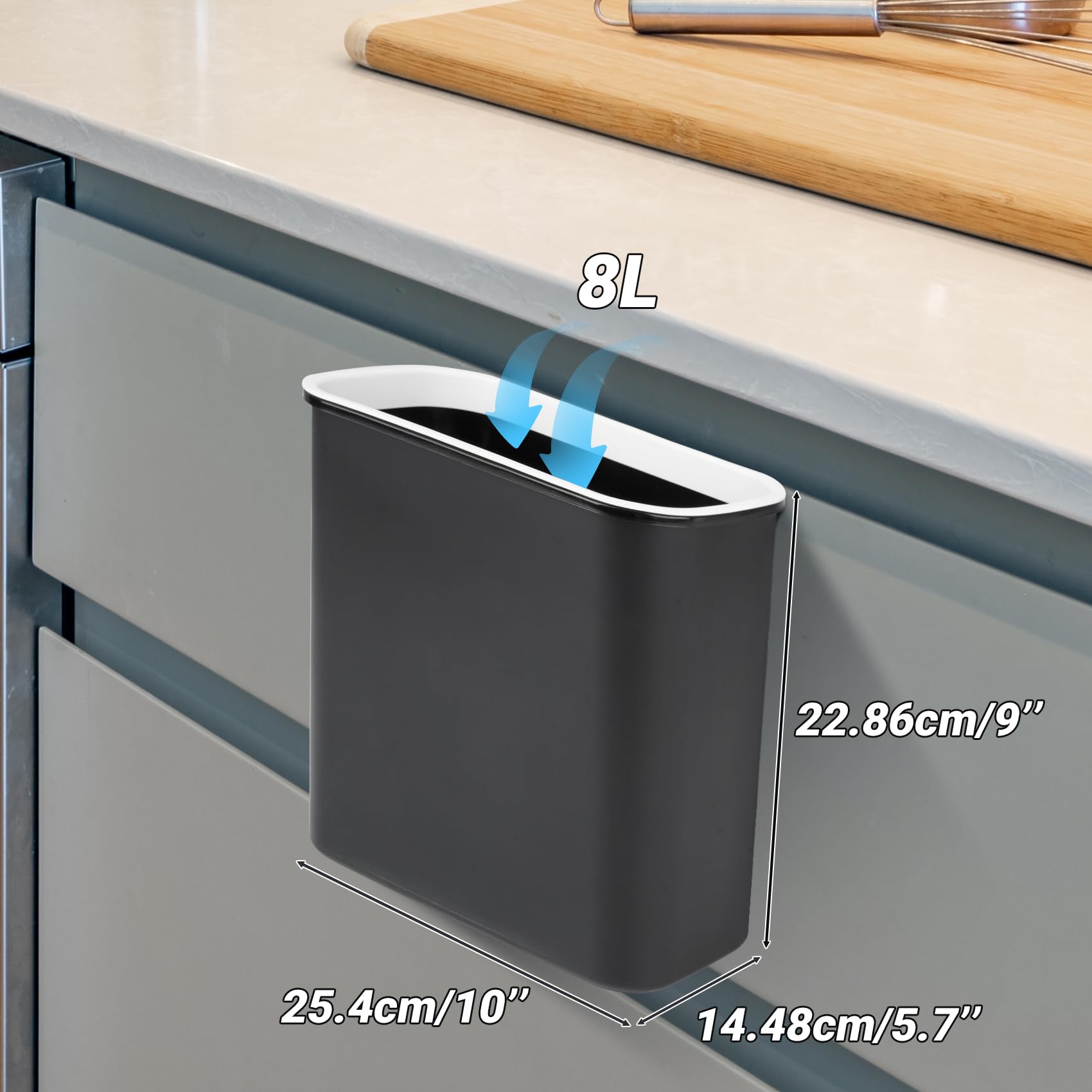onlyfire Poubelle Suspendue Cuisine, 8L Poubelle Magnétique Murale Cuisine pour Gril à gaz BBQ, Portes D'armoires Placard, Salle de Bain, Noir
