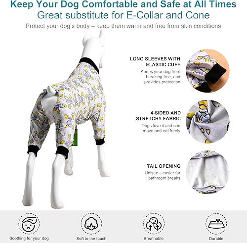 Miniatura 5 de Pijama para perros grandes, estampado de elefantes Sleepytime, camisa para perro poscirugía, mameluco grande para el cuidado de heridas, suéter