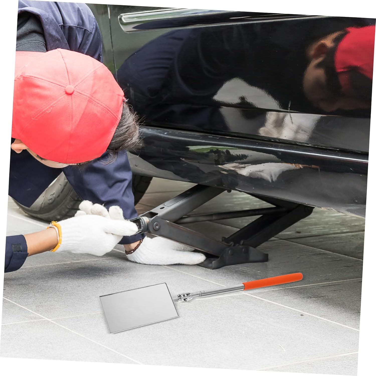 Safety Mirror Telescoping Inspection Mirror Lightweight and Foldable for Vehicle Underbody Inspection