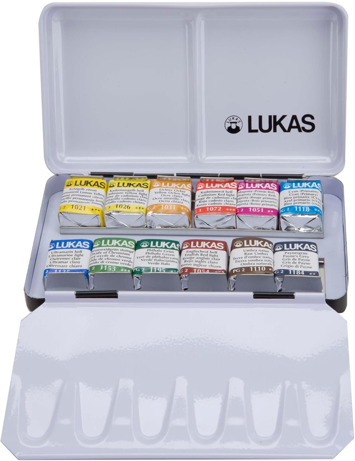 Lukas 1862 Aquarell Artists' Watercolor Paint Set of 12 Half Pans - Vibrant Professional Grade Watercolor Paint - Easy-to-Wet - Intense Color, Long-Lasting - Ideal for Professional Watercolorists