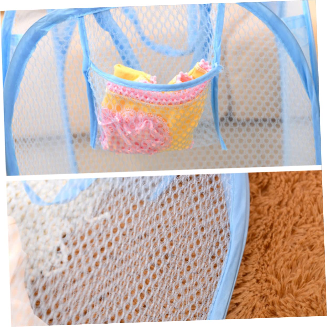 OFFSCH 3pcs Foldable Black Laundry Hamper -up Mesh Basket Side Pocket for Easy Storage for College Dorms and Apartments Breathable Design for Control