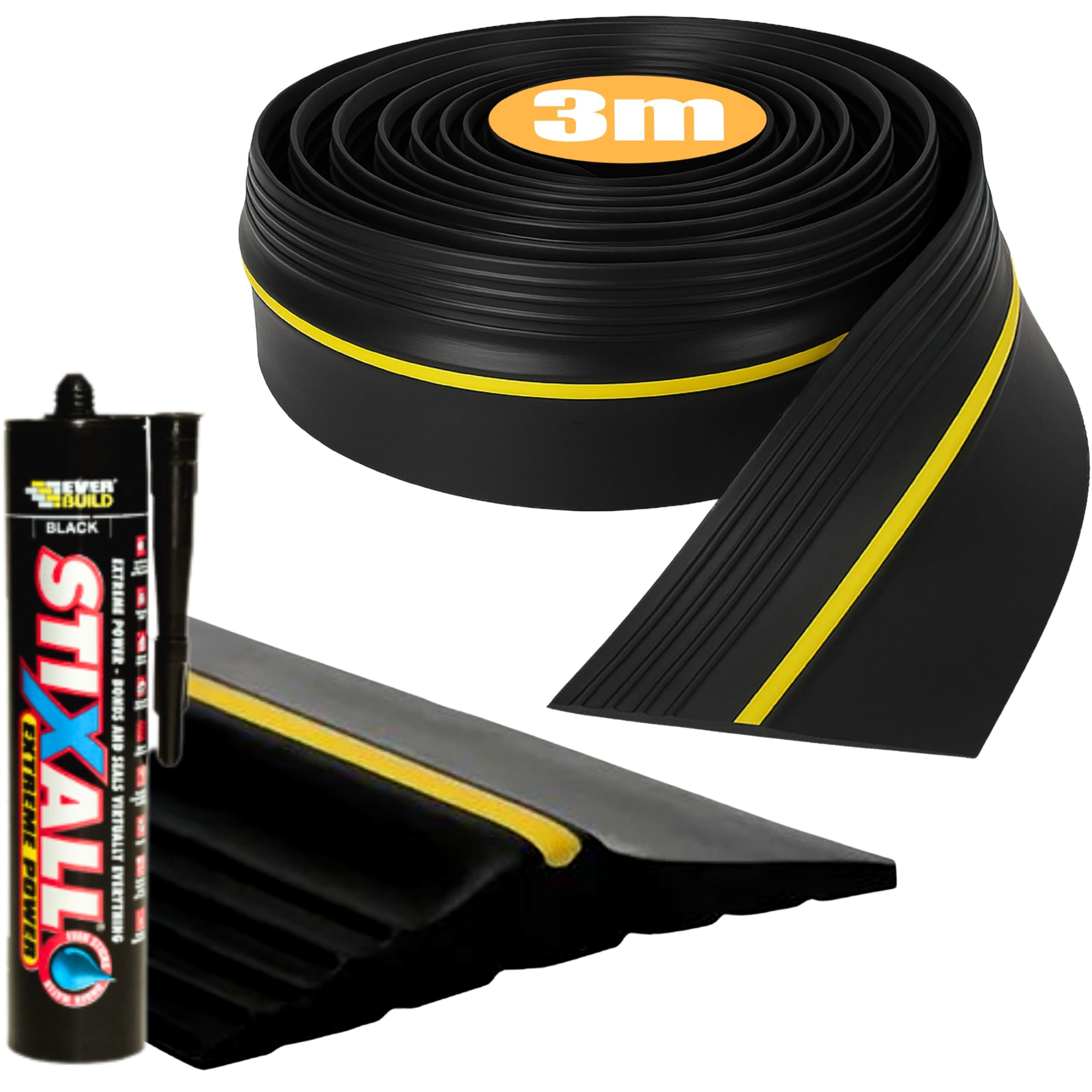 𝐍𝐎𝐕𝐄𝐂𝐑𝐀𝐅𝐓𝐎 Universal Fit Garage Door Seal 𝟑𝐦 𝐋𝐨𝐧𝐠 Piece - with Extra Strong Adhesive - Premium Quality Rubber Garage Draught Excluder, Weatherproof Storage Door Threshold Sealing Kit