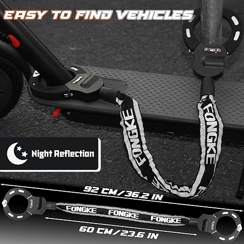 Miniatura 5 de Cerradura antirrobo, candados para bicicleta resistentes con bolsa impermeable, cerradura de cadena de bicicleta de 36.22 pulgadas, accesorios de