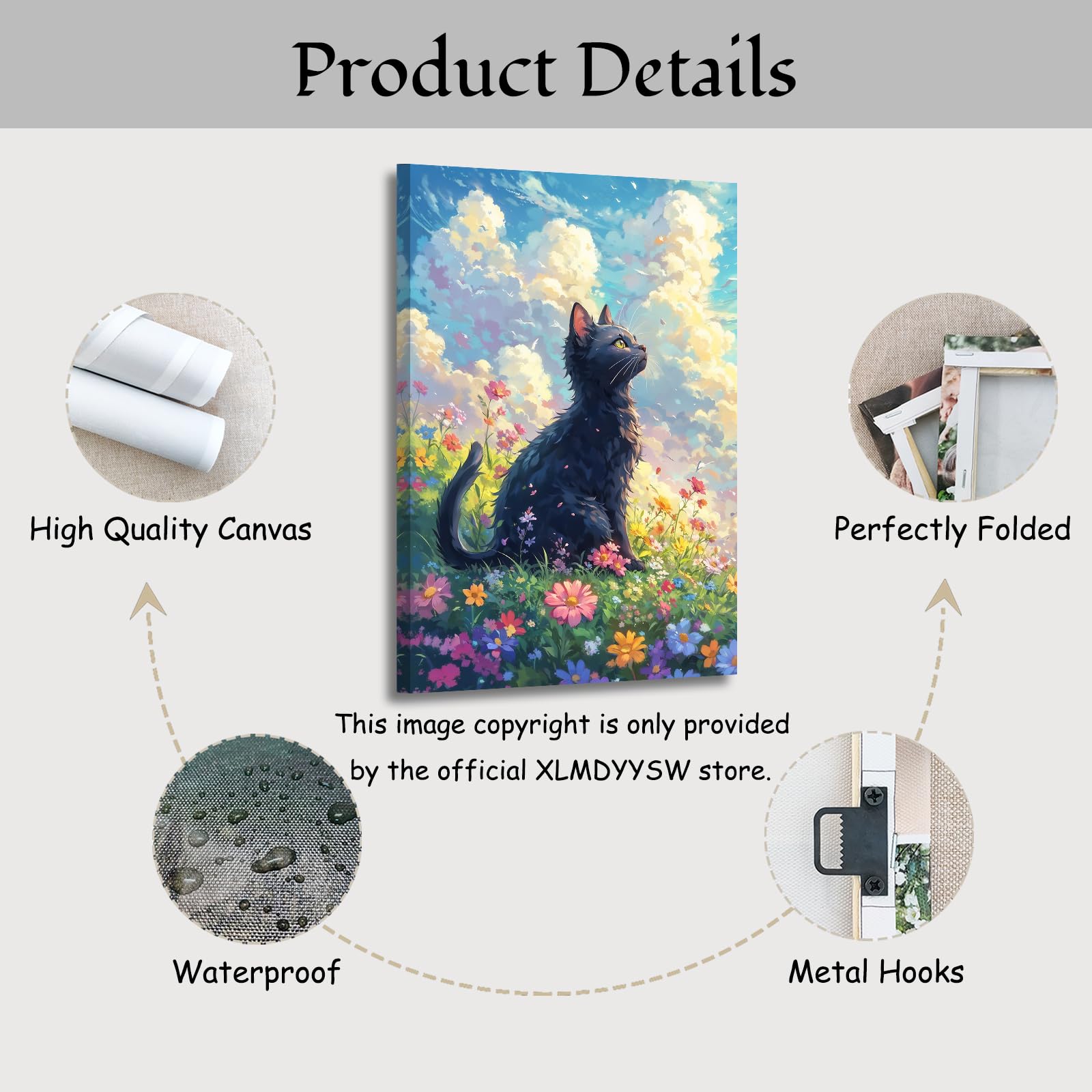 Amazon.co.jp: XLMDYYSW 黒猫 キャンバス ウォールアート クールな猫